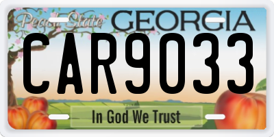 GA license plate CAR9033