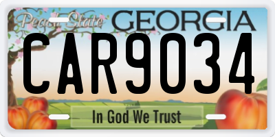 GA license plate CAR9034