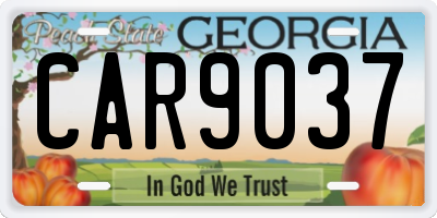 GA license plate CAR9037