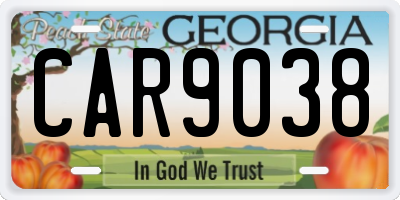 GA license plate CAR9038