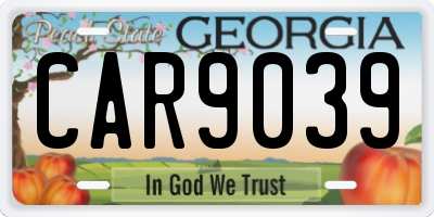 GA license plate CAR9039