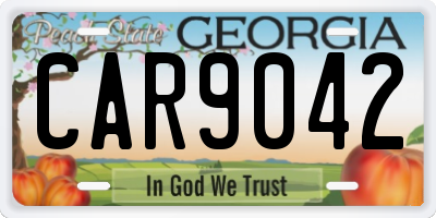 GA license plate CAR9042