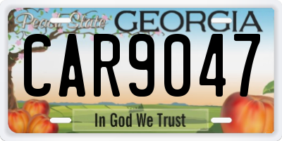 GA license plate CAR9047