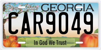 GA license plate CAR9049