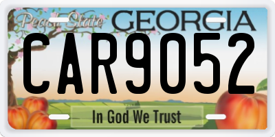 GA license plate CAR9052