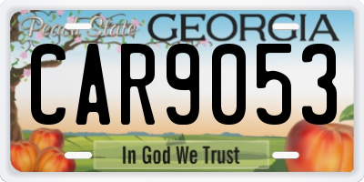 GA license plate CAR9053