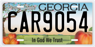 GA license plate CAR9054