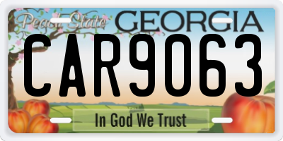 GA license plate CAR9063