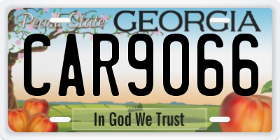 GA license plate CAR9066