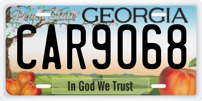 GA license plate CAR9068