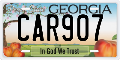 GA license plate CAR907