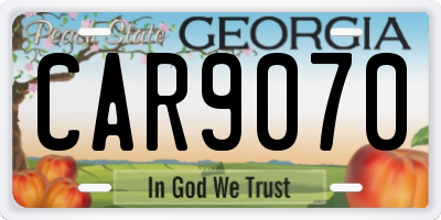 GA license plate CAR9070