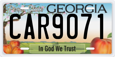 GA license plate CAR9071