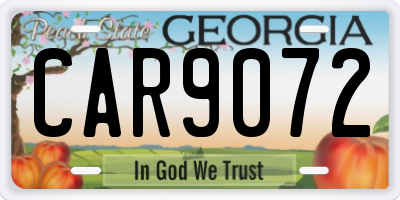 GA license plate CAR9072