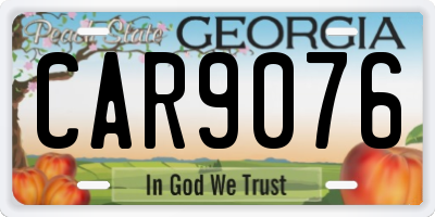 GA license plate CAR9076