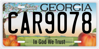 GA license plate CAR9078