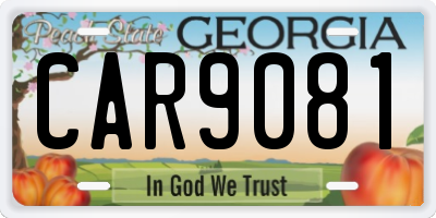 GA license plate CAR9081