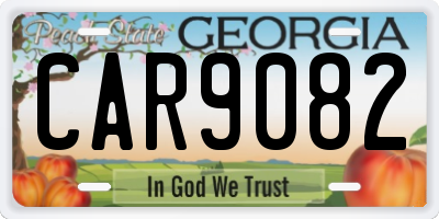 GA license plate CAR9082