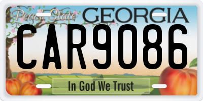 GA license plate CAR9086