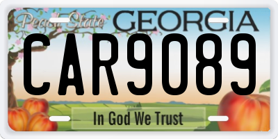 GA license plate CAR9089