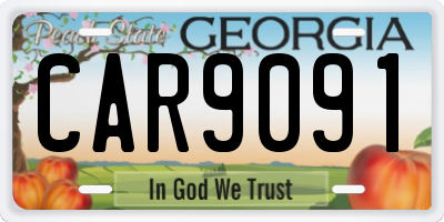 GA license plate CAR9091