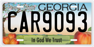 GA license plate CAR9093