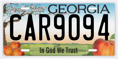 GA license plate CAR9094