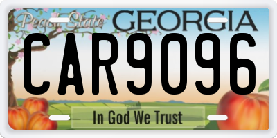 GA license plate CAR9096