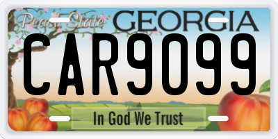 GA license plate CAR9099