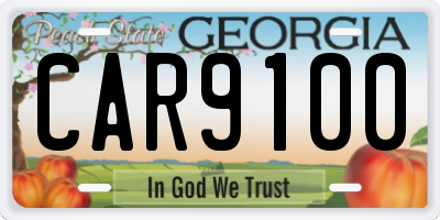 GA license plate CAR9100