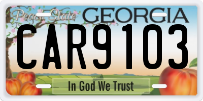 GA license plate CAR9103