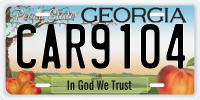 GA license plate CAR9104