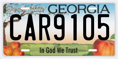 GA license plate CAR9105