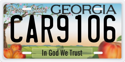 GA license plate CAR9106