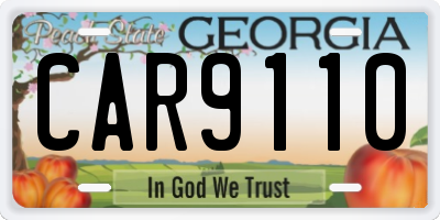 GA license plate CAR9110