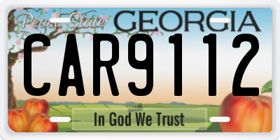 GA license plate CAR9112