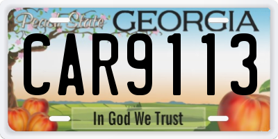 GA license plate CAR9113