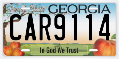 GA license plate CAR9114