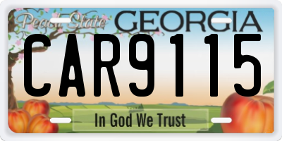 GA license plate CAR9115