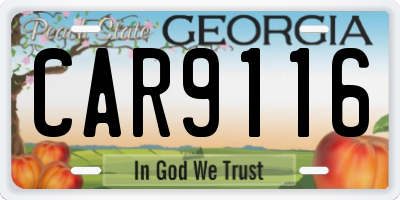 GA license plate CAR9116