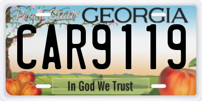 GA license plate CAR9119