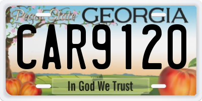 GA license plate CAR9120