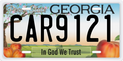 GA license plate CAR9121