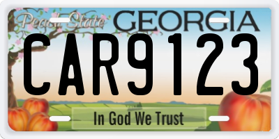 GA license plate CAR9123