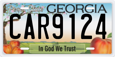 GA license plate CAR9124