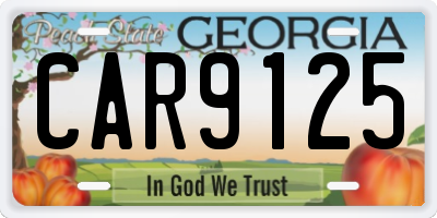 GA license plate CAR9125