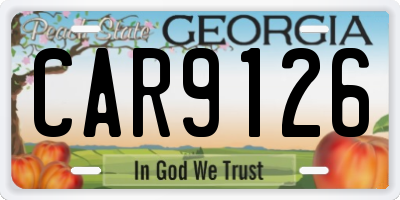 GA license plate CAR9126