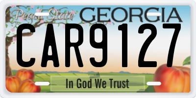 GA license plate CAR9127