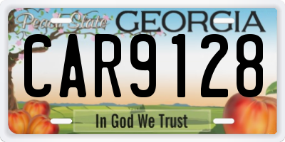 GA license plate CAR9128