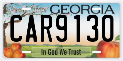 GA license plate CAR9130